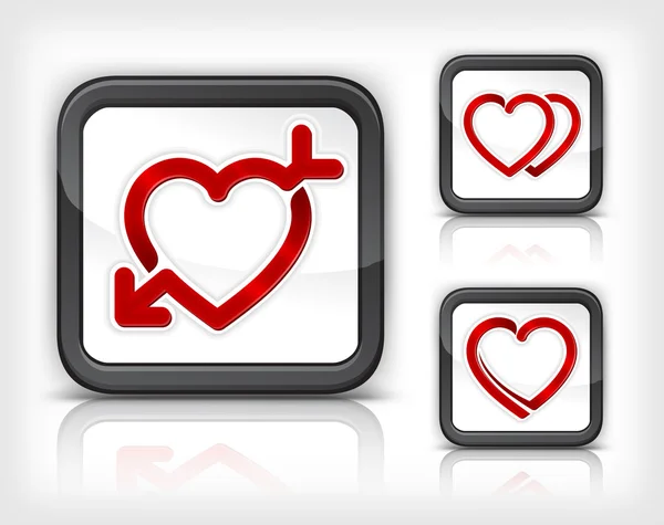 Καρδιά με βέλος στο κουμπί — Διανυσματικό Αρχείο