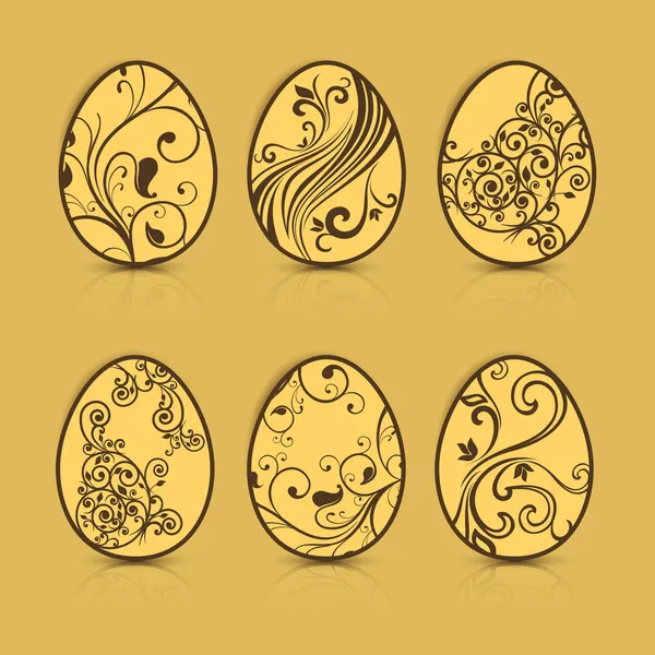 Huevos de Pascua pintados en marrón — Vector de stock