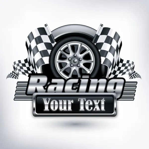 Racing emblem på vit & text — Stock vektor