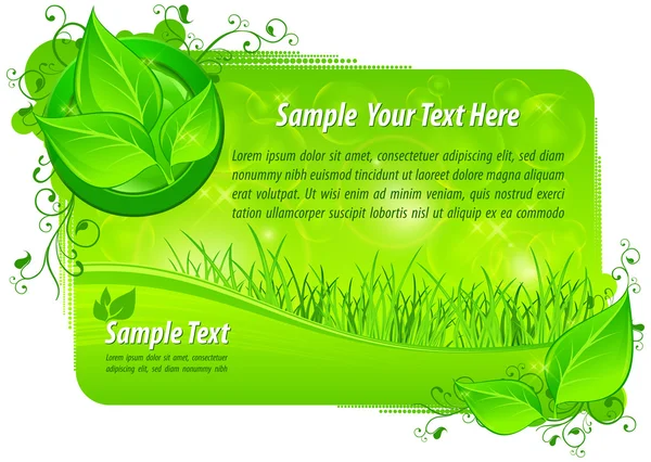 Fondo floral verde con texto , — Vector de stock