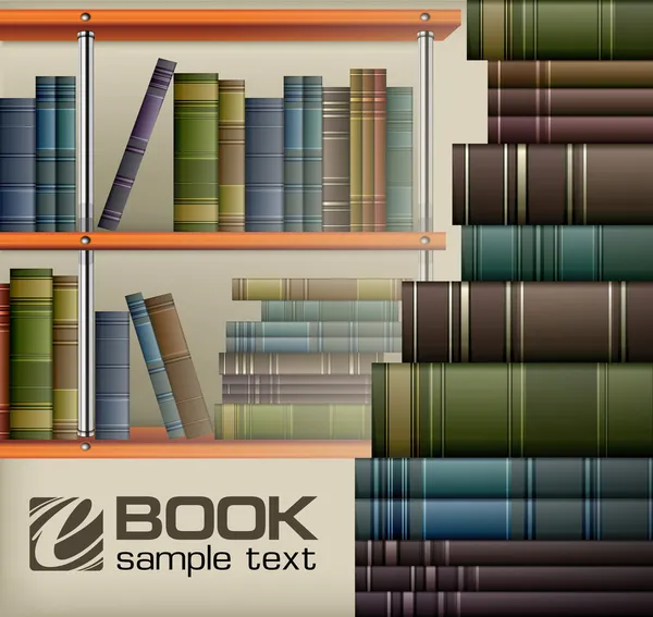 Book stacks on shelf — Stock Vector