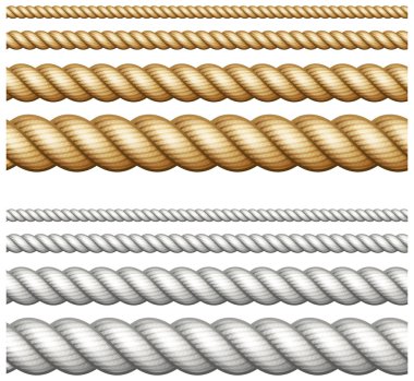 Set of ropes on white clipart