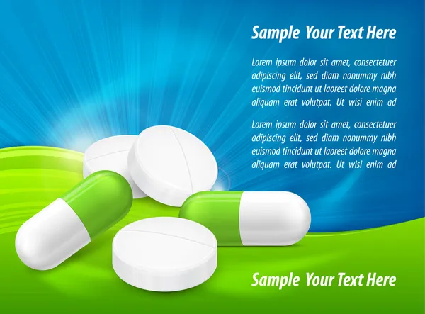 Different pills & text — Stock Vector