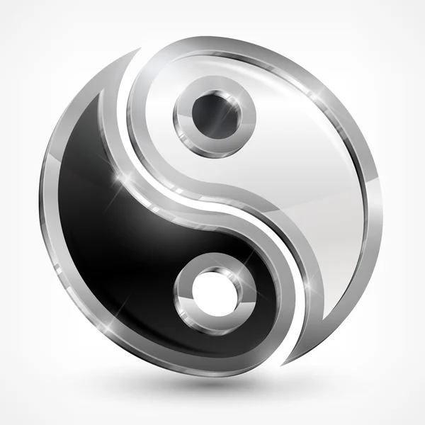 Yin yang metalowe symbol — Wektor stockowy