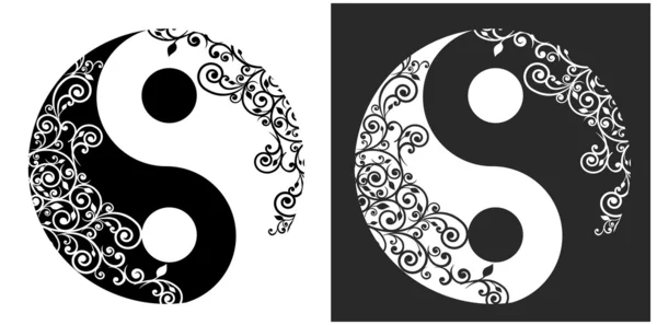 Yin Yang Symbol mit zwei Mustern — Stockvektor