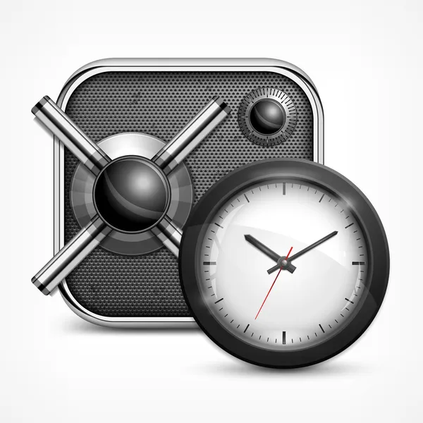 Icono de caja fuerte & reloj — Vector de stock