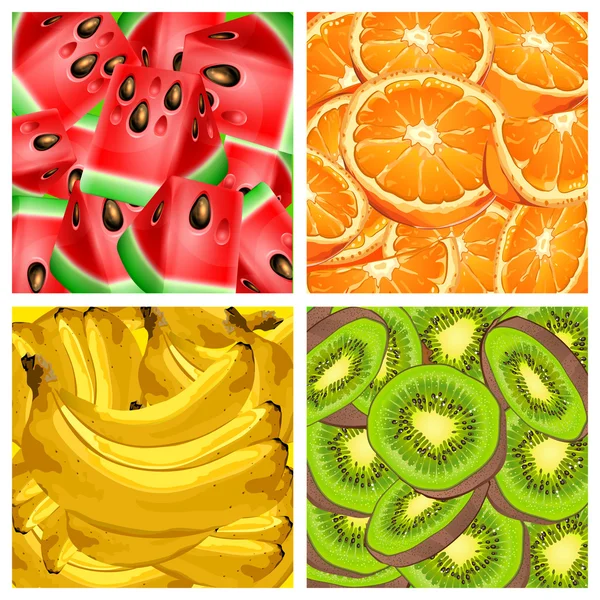 Quatre bannières aux fruits — Image vectorielle
