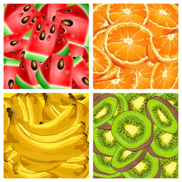 Quatro banners com frutas — Vetor de Stock