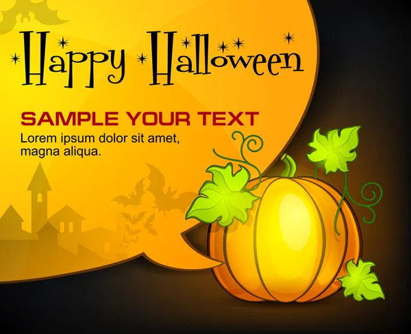 Calabaza de Halloween & burbuja del habla en negro — Vector de stock