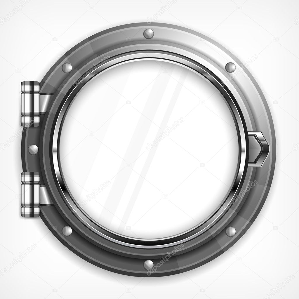 Porthole seascape on white