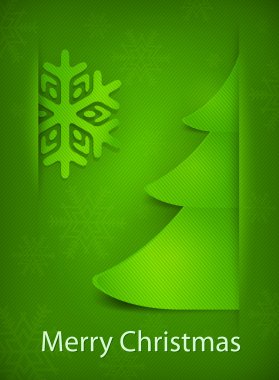Noel kartı, yeşil ağaç yeşil