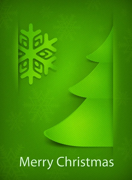 Christmas card, green tree on green — Stock Vector