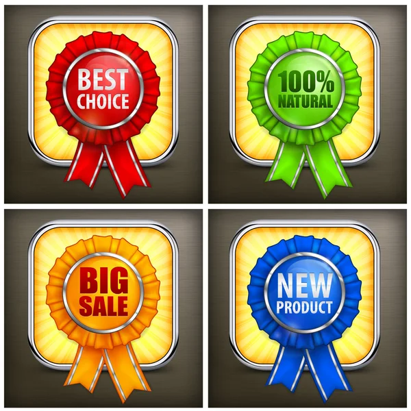 Set of color award labels on black — Stock Vector