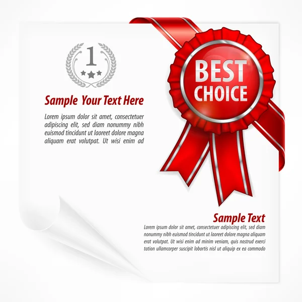 Red award label on paper — Stock Vector
