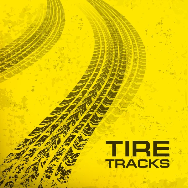 Tire tracks on yellow — Stock Vector