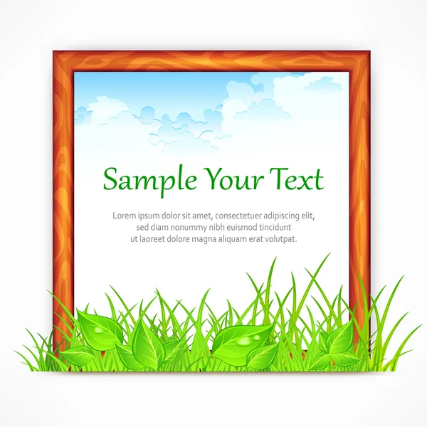 Wooden frame with landscape — Stock Vector