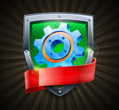 siyah üzerine dişli ile kalkan