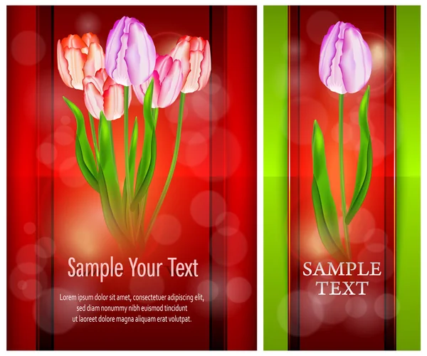 Tulip flowers on red — Stock Vector