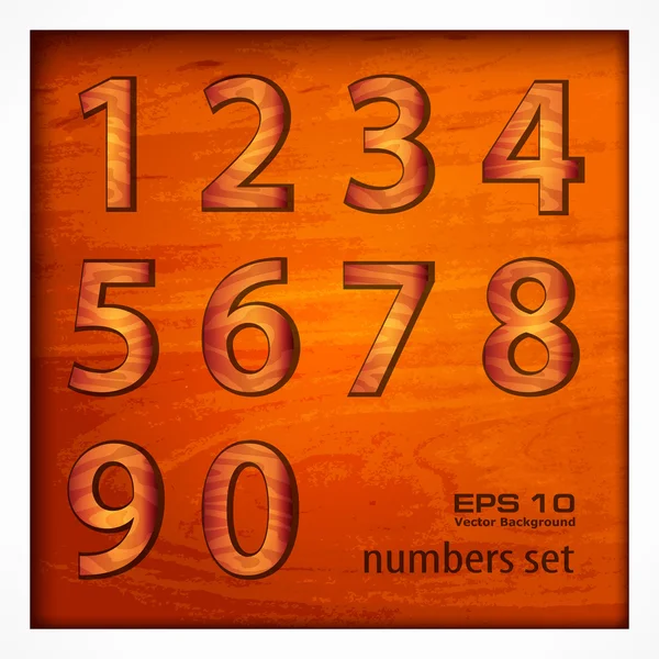 Set of numbers on wooden — Stock Vector