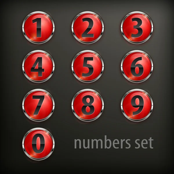 Red round buttons with number on black — Stock Vector