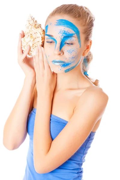 Unusual facial make-up model — Stock Photo, Image