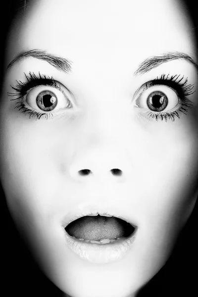 Scared face of woman — Stock Photo, Image