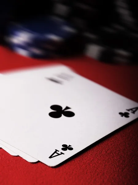 Aces and blurry chips — Stock Photo, Image
