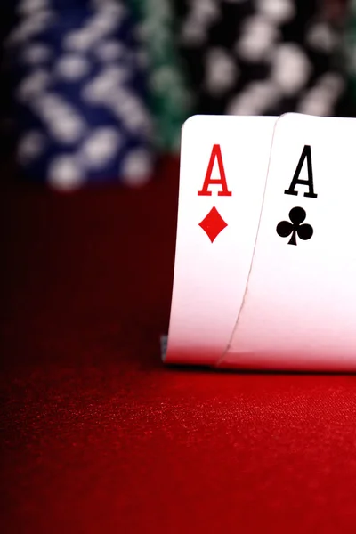 Aces with blurry chips — Stock Photo, Image