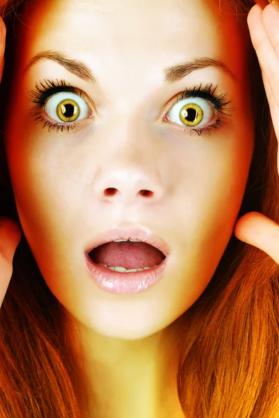 Scared face of woman — Stock Photo, Image