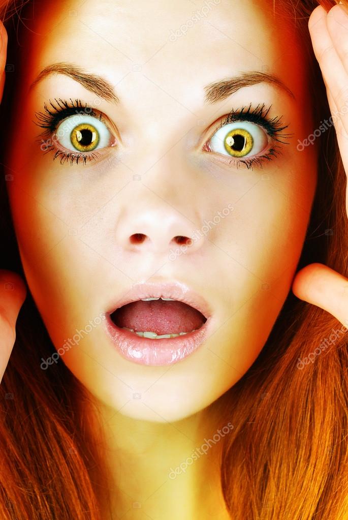 Scared face of woman Stock Photo by ©rainfall 49680905