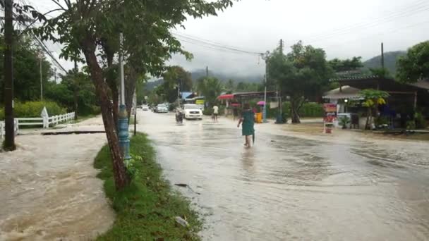 Koh Phangan, Tailândia, 01 de dezembro de 2021, Inundações na ilha após fortes chuvas — Vídeo de Stock