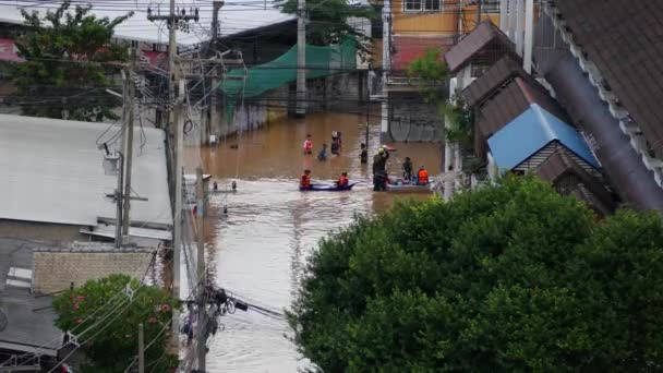 Outubro Tailândia Chiang Mai Área Inundada Cidade — Vídeo de Stock