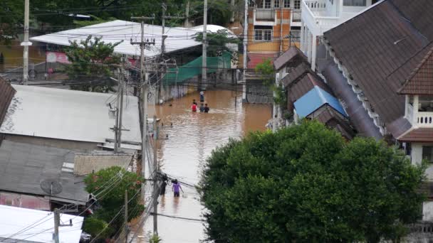 Oktober Thailand Chiang Mai Overstroomd Gebied Stad — Stockvideo