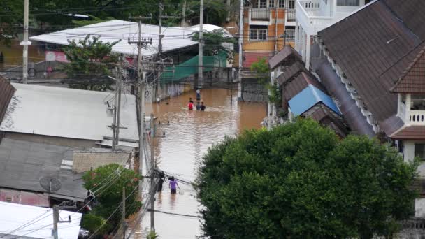 Ottobre Thailandia Chiang Mai Zona Allagata Della Città — Video Stock