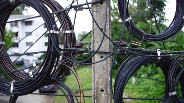 Plexo Cables Poste Asia — Vídeo de stock