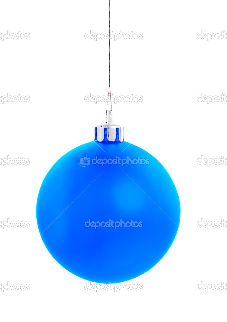 Blue Christmas Ball on white