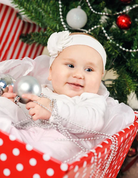 Christmas little baby girl — Stock Photo, Image