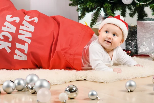 Kerstmis weinig baby meisje — Stockfoto