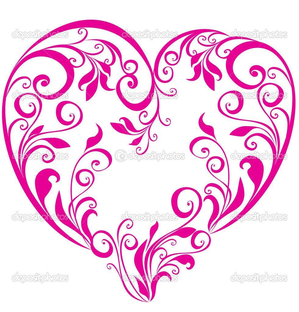 Download Valentines heart. Vector floral heart shape — Stock Vector © marina99 #18879395