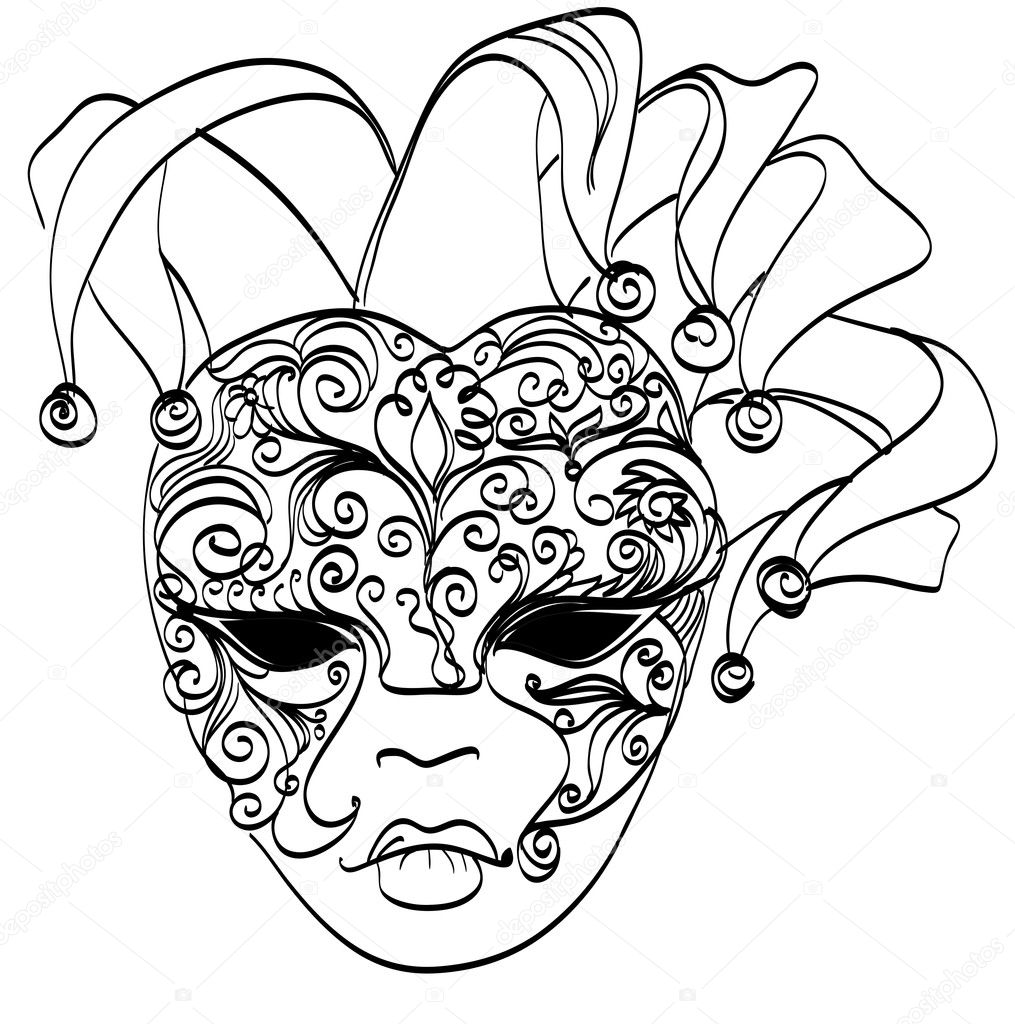 vektorskizze venezianischer maske karnevalsmaske aus
