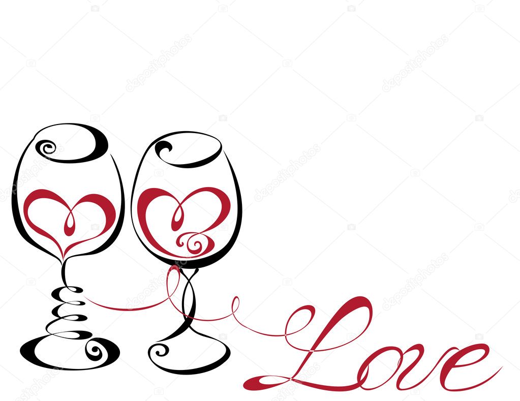 Download Wine glass with red wine in a heart shape. Concept for ...