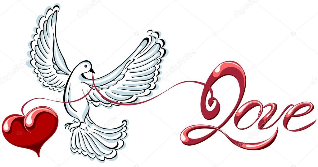 Download Vector dove with love and heart shaped — Stock Vector ...