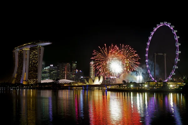 Fuegos artificiales de Singapur — Foto de Stock