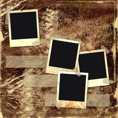 eski photoframes antika arka plan üzerinde asılı.