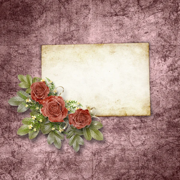 Card for congratulation or invitation with roses on abstract bac Stock Image