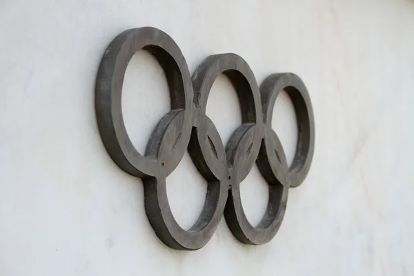 Olympic symbol in Panathenaic Staduim, Athens — Stok fotoğraf