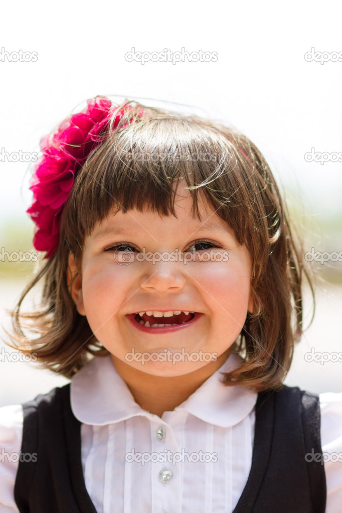 Portrait of cute little girl with copy space