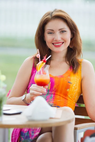 Sexy young woman drinking coctail — Stock Photo, Image