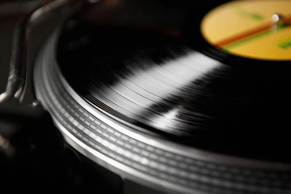 Gravação Vinil Com Música Gira Discos Retro Turn Table Dispositivo — Fotografia de Stock
