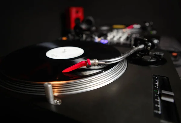 Turntables Needle Record Retro Turn Table Player Device Plays Vinyl — Stock Photo, Image